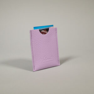 porte carte en cuir parme, minimaliste, à encoche collection intemporels